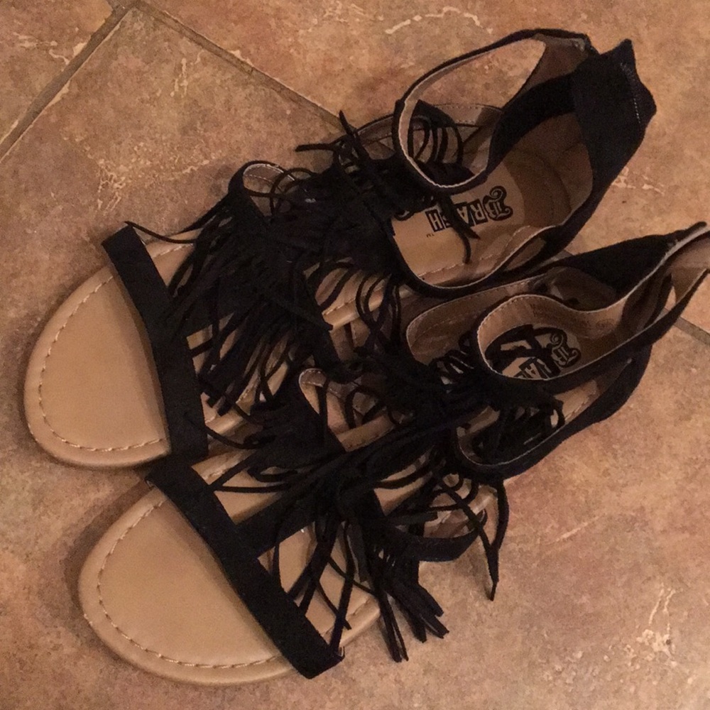 Black tassel sandals size 9 1/2